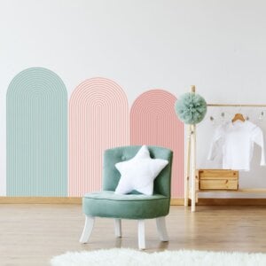Adesivo De Parede Arco com Listras Verde e Rosa