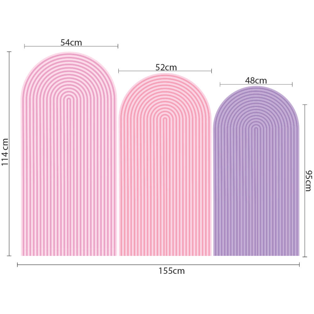 Adesivo de Parede de Arco com Listras Tons de Rosa e Roxo - Imagem 2
