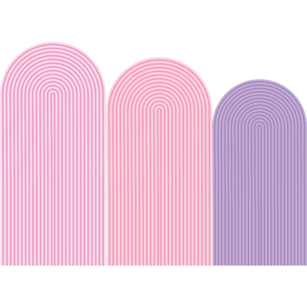 Adesivo de Parede de Arco com Listras Tons de Rosa e Roxo - Imagem 3