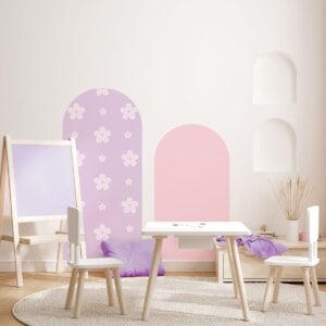 Adesivo de Parede de Arco com Flores Tons Lilás