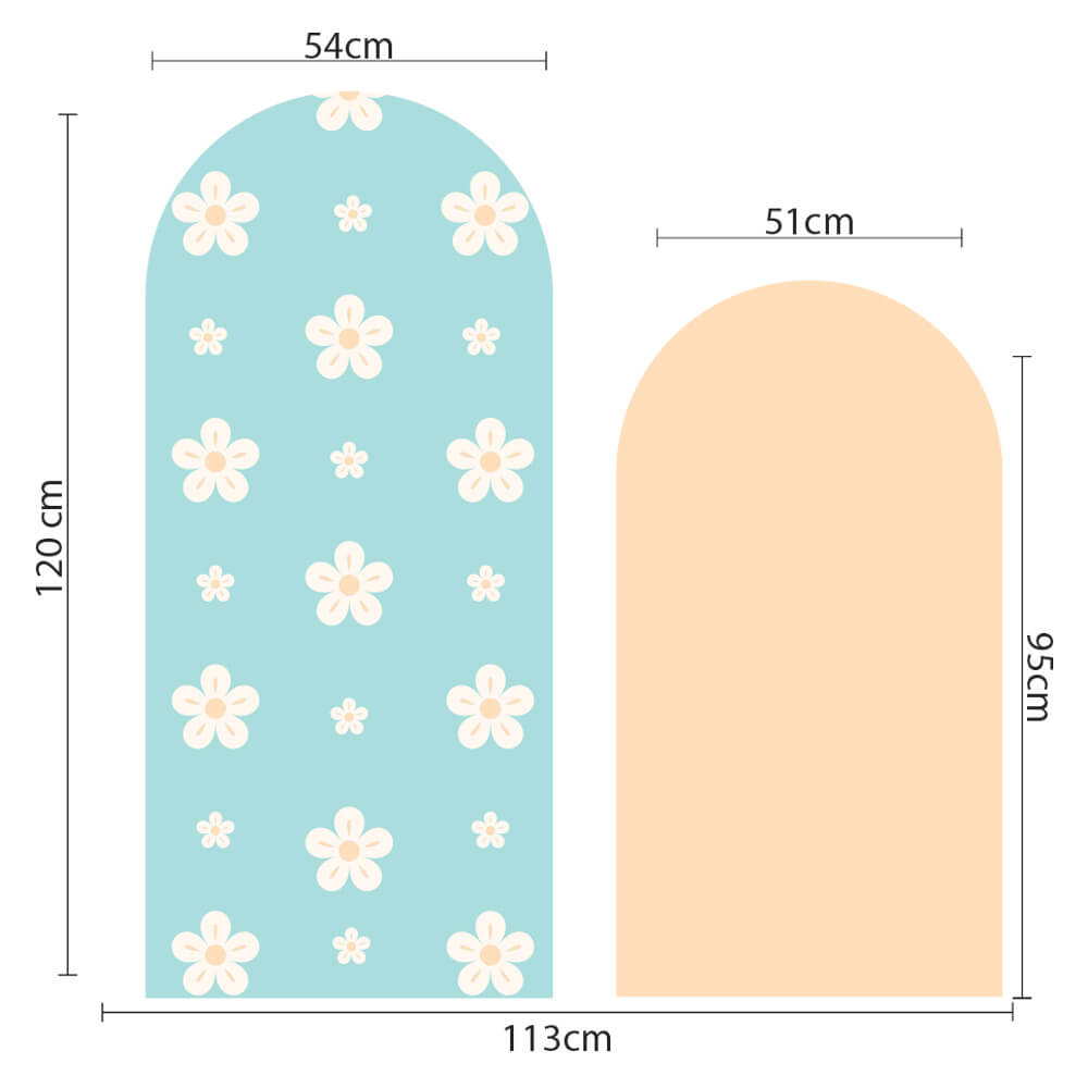 Adesivo de Parede de Arco com Flores Tons Laranja e Azul - Imagem 2