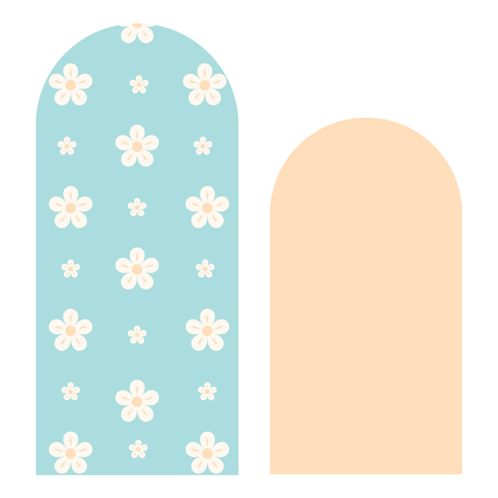 Adesivo de Parede de Arco com Flores Tons Laranja e Azul - Imagem 3