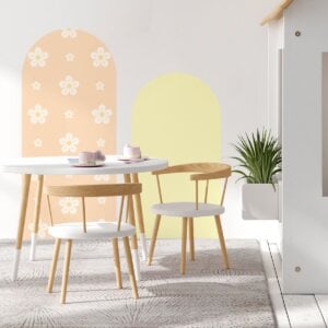 Adesivo de Parede de Arco com Flores Amarelo e Laranja