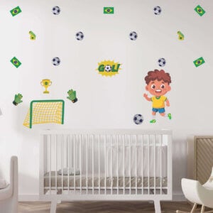Adesivo de Parede Infantil Jogador de Futebol Negro  Copa do Mundo