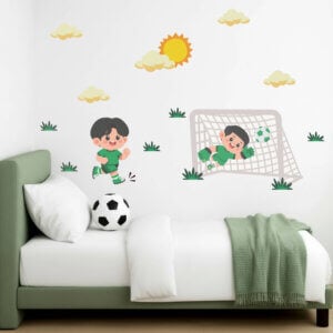 Adesivo de Parede Futebol Infantil Jogador Gol Quarto