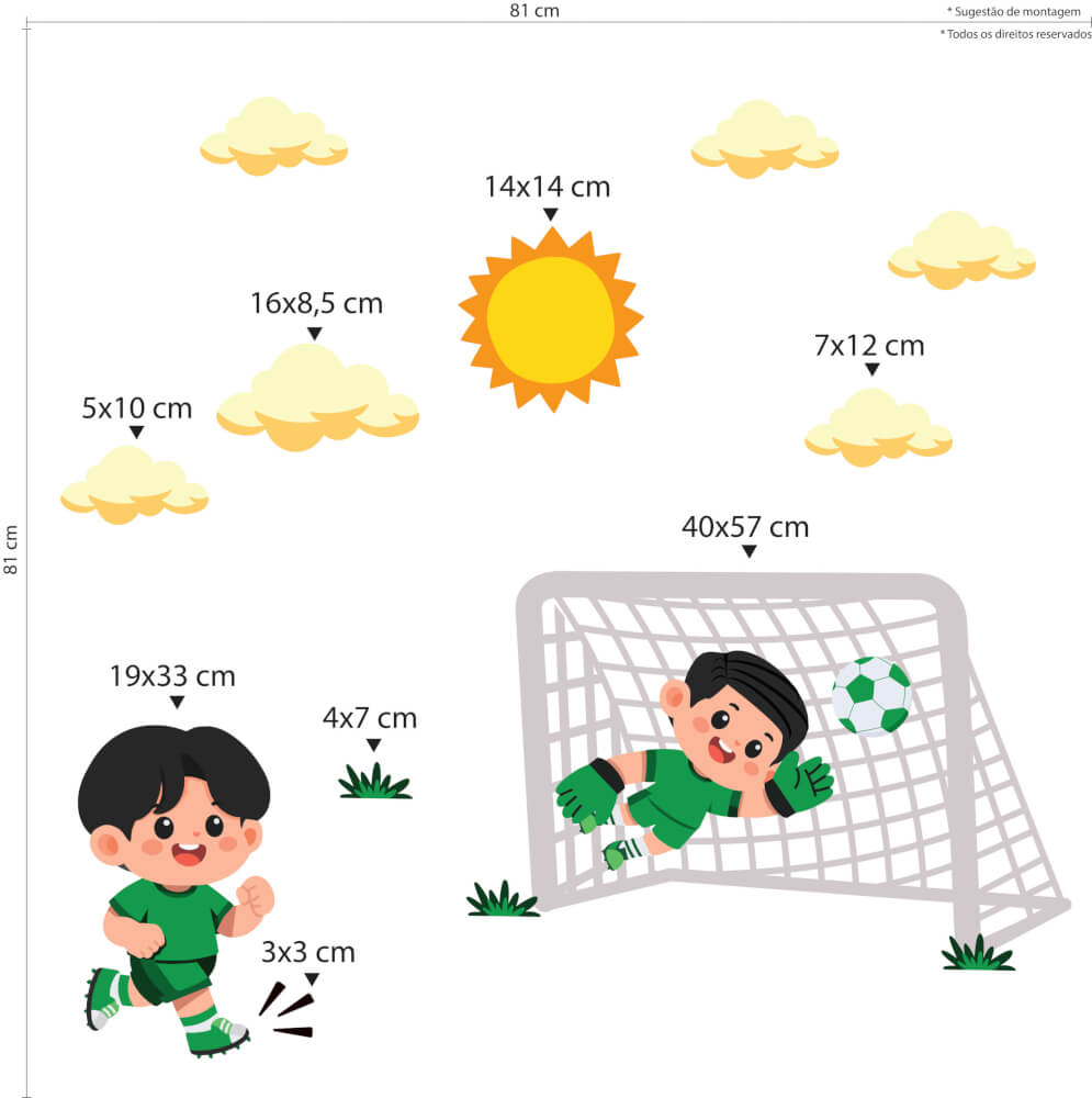 Adesivo de Parede Futebol Infantil Jogador Gol Quarto - Imagem 2