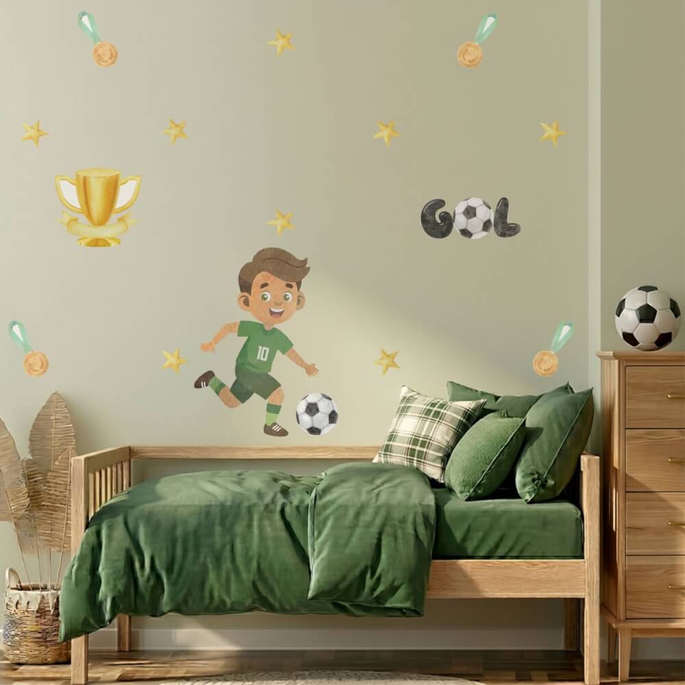 Adesivo de Parede Infantil Futebol Jogador Camisa 10 Quarto menino