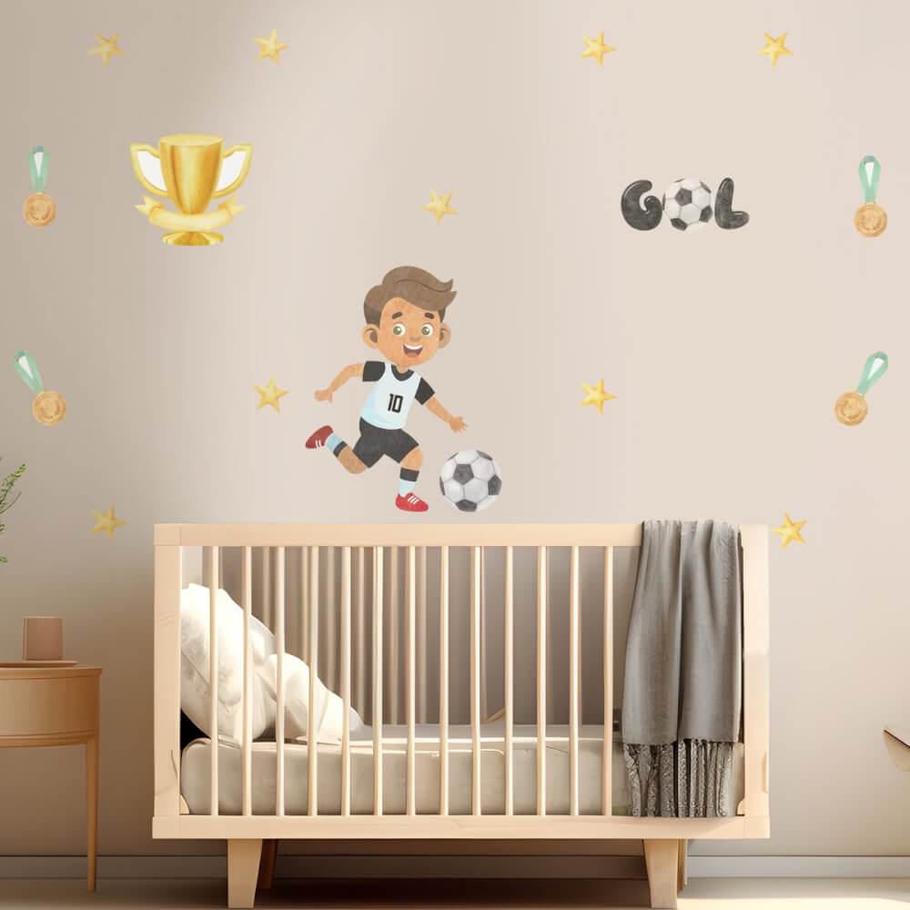 Adesivo de Parede Infantil Futebol Gol Quarto Menino