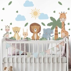 Adesivo de Parede Infantil Safari Selva com Árvore