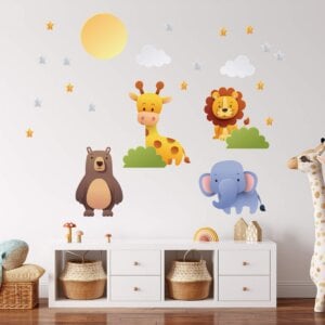 Adesivo para Parede Infantil Animais Zoo Safari Quarto