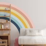 Adesivo de Parede Menina Arco-íris Quarto Tons Terrosos 1,65m