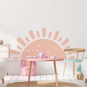 Adesivo de Parede Infantil Sol Rosado Quarto Menina 54x109cm