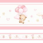 Adesivo Faixa Infantil Ursinhos Rosa Quarto de Menina 3mx15cm