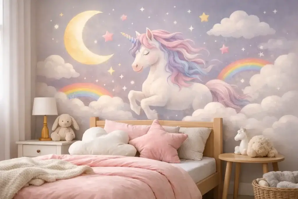 Adesivo de parede unicórnio quarto infantil