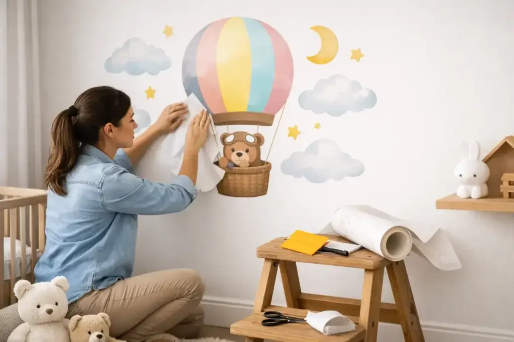 Como aplicar adesivo de parede infantil