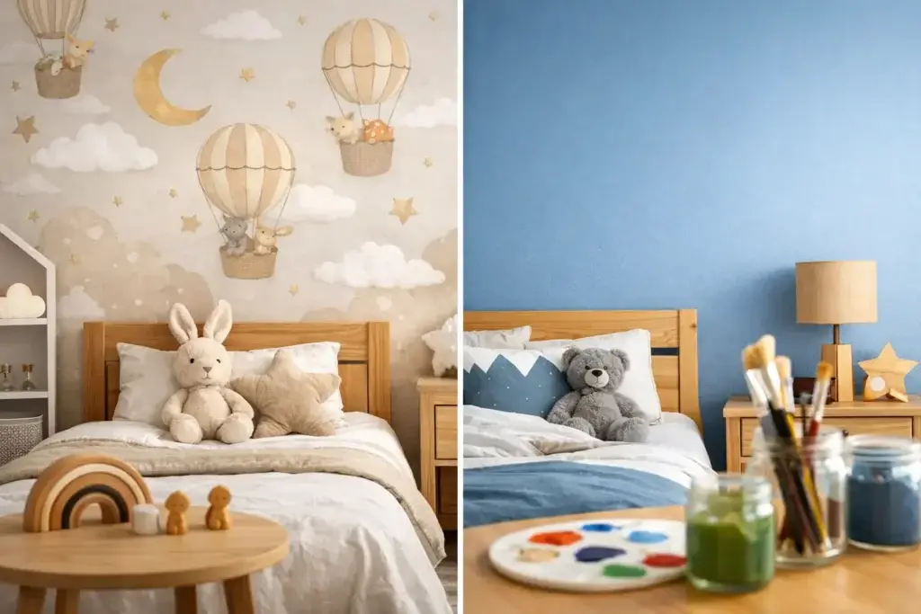 Papel adesivo ou pintura no quarto infantil?