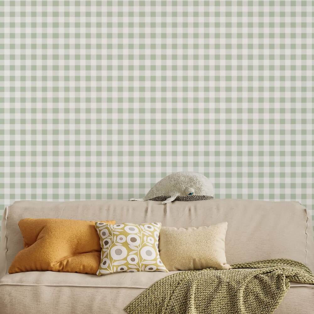 Papel de Parede Xadrez Verde 2,7x0,57m - Imagem 2