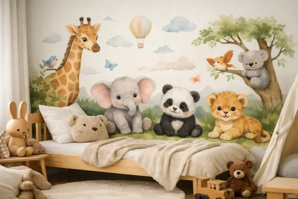 Adesivo de parede animais no quarto infantil