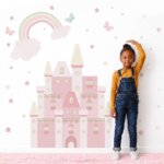 Adesivo de Parede Menina Castelo Encantado Tons de Rosa 190cm X 250cm