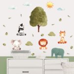 Adesivo de Parede Infantil Safari Aquarela 33 Peças
