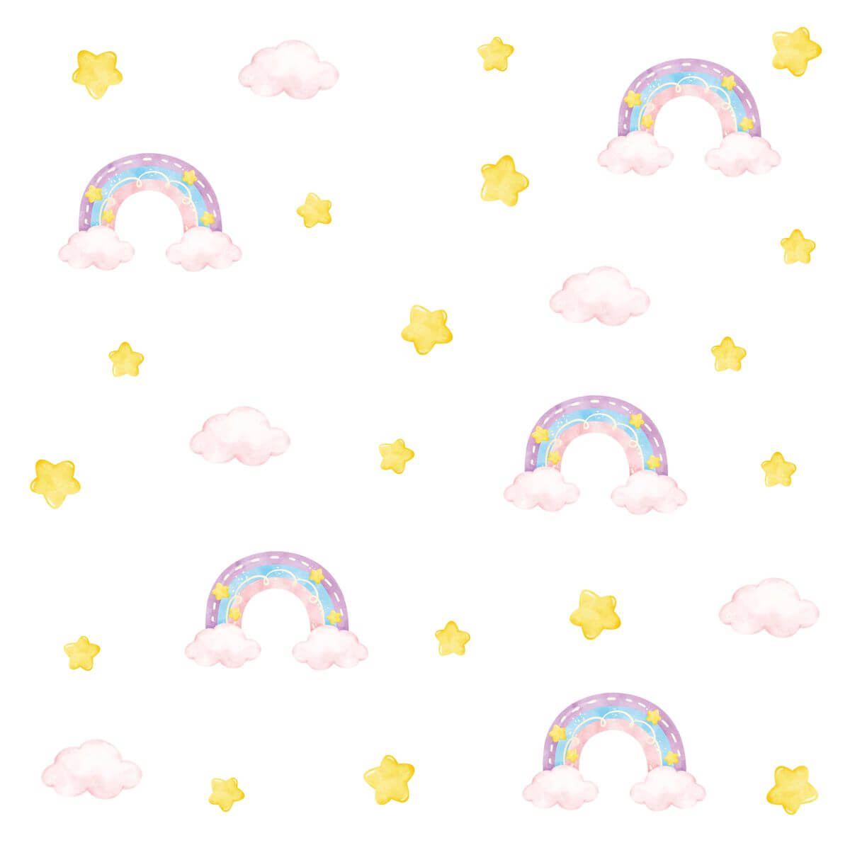 Adesivo de Parede Quarto de Menina Arco-íris, Nuvens e Estrelas - Imagem 4