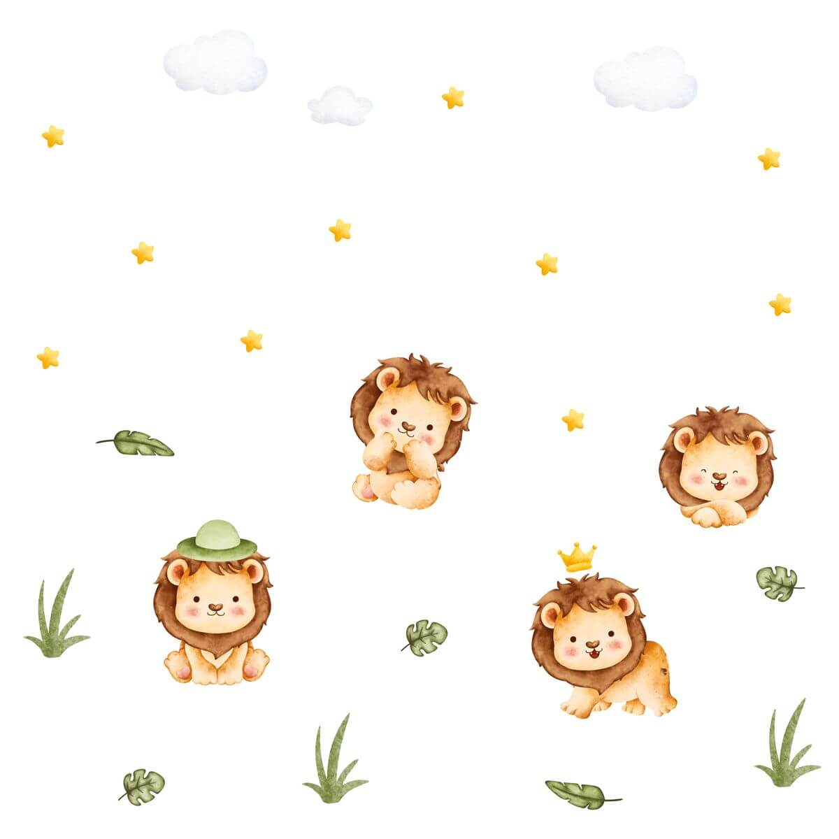 Adesivo de Parede de Leão Infantil para Quarto Aquarelado - Imagem 3