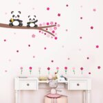 Adesivo de Parede Floral Pandas e Galhos Para Quarto