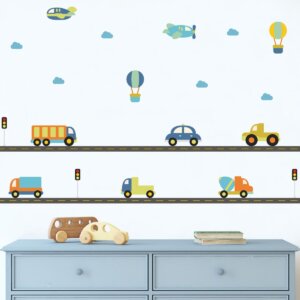 Adesivo de Parede Infantil Carrinhos e Pistas