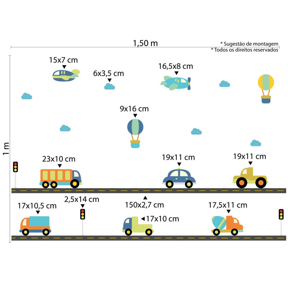 Adesivo de Parede Infantil Carrinhos e Pistas - Imagem 3