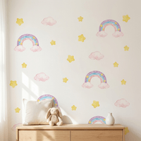 Adesivo de Parede Quarto de Menina Arco-íris, Nuvens e Estrelas