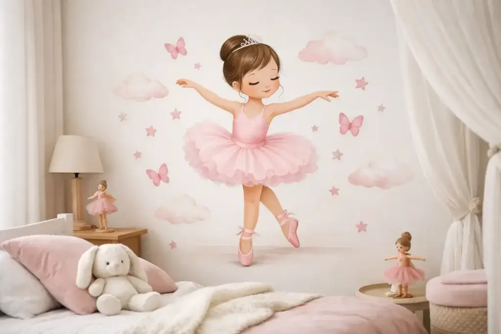Adesivo de parede bailarina para quarto infantil