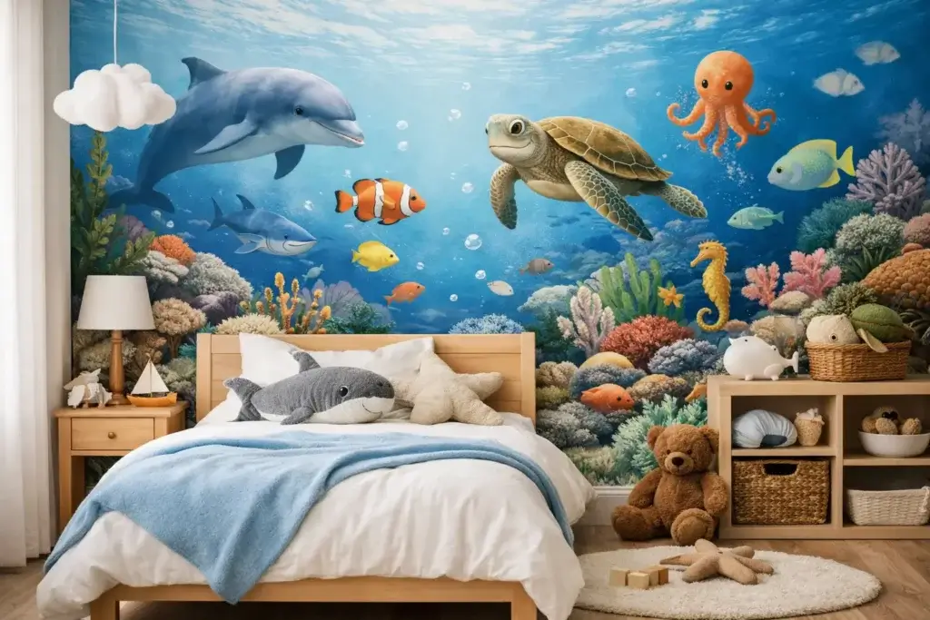 Adesivo fundo do mar infantil para o quarto