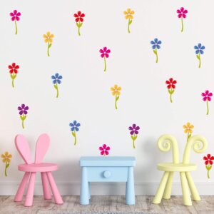 Adesivo de Parede Floral Flores Coloridas Menina 20un