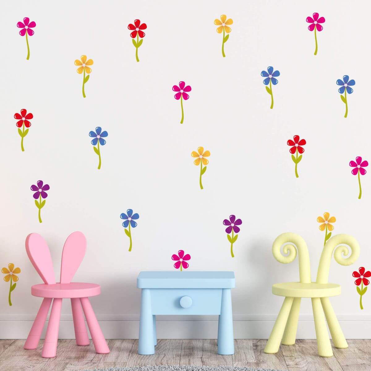 Adesivo de Parede Floral Flores Coloridas Menina 20un