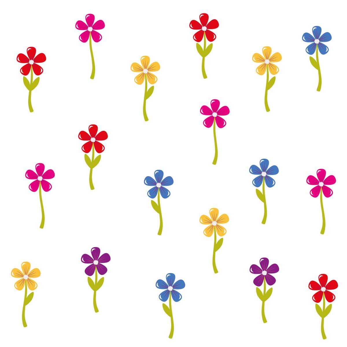 Adesivo de Parede Floral Flores Coloridas Menina 20un - Imagem 3