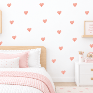 Adesivo de Parede Infantil Corações Rosa Aquarela
