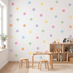 Adesivo de Parede Infantil Bolinhas Coloridas Aquarela 8cm 44un