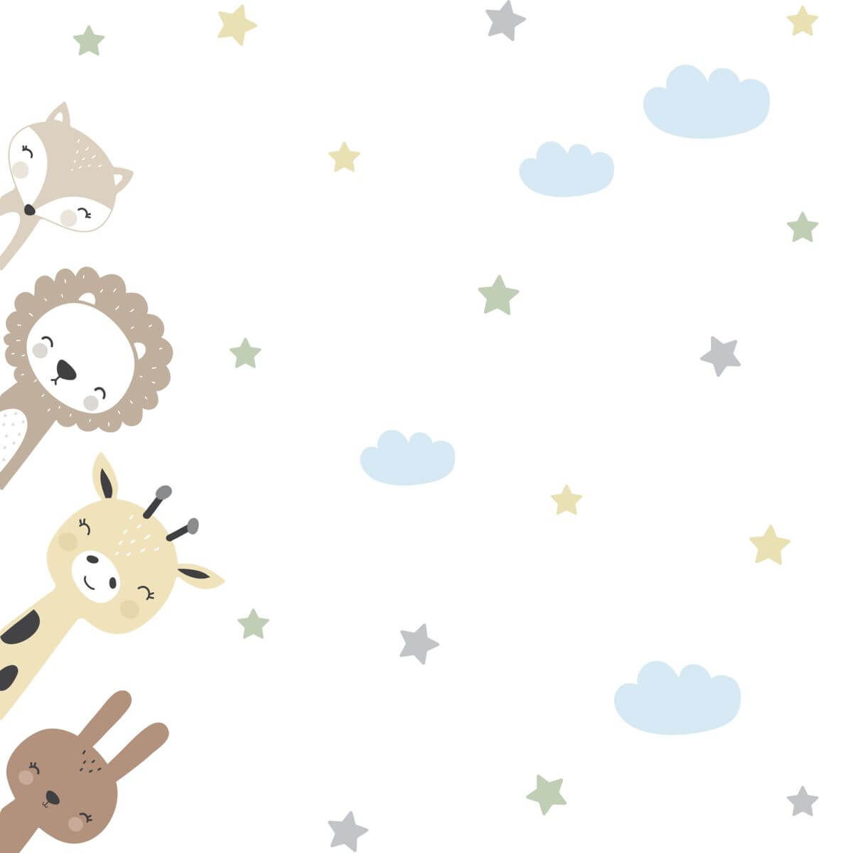 Adesivo Parede Para Porta Infantil Animais e Estrelinhas - Imagem 2