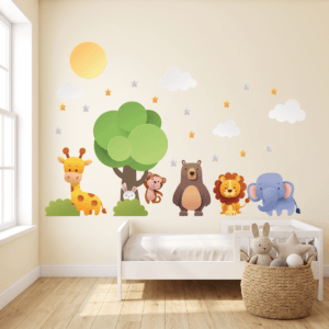 Adesivo de Parede Árvore Animais Zoo Infantil 140x210cm