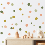 Adesivo De Parede Bolinhas Irregulares Nude Pêssego Verde 2m²