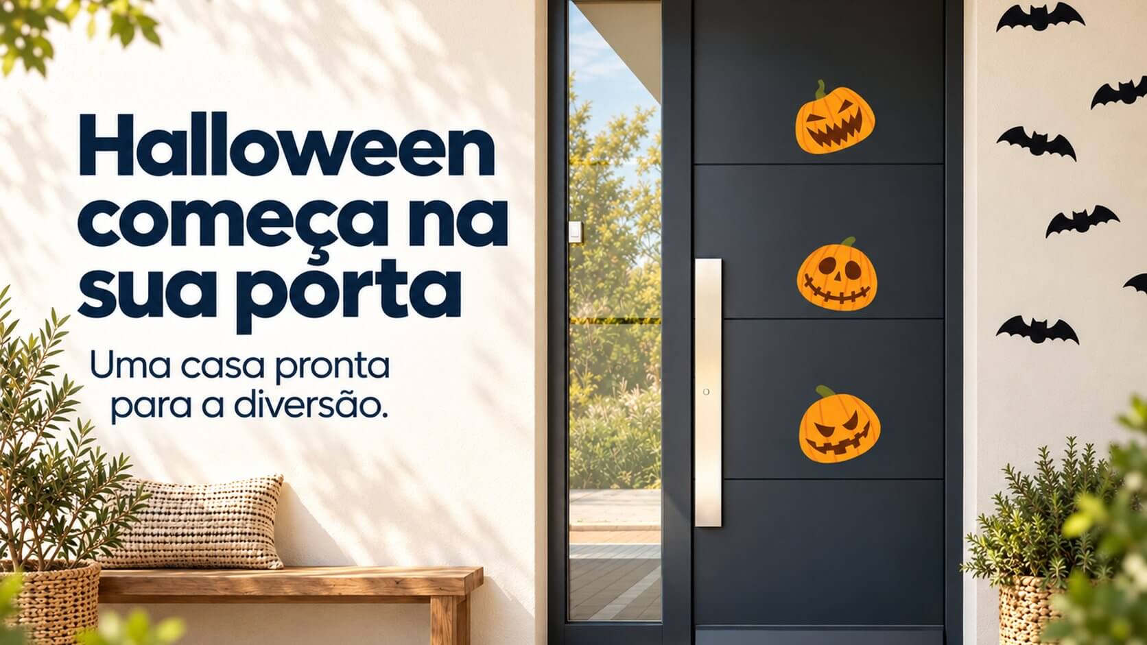 Halloween começa na sua porta - adesivos de Halloween Quartinhos